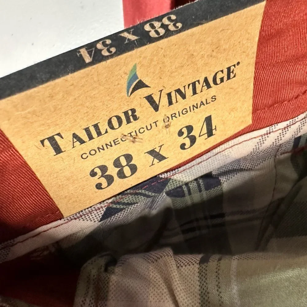 NWT Tailor Vintage Men’s Canyon Red Flat Front Casual Chino Pants - Size 38x34